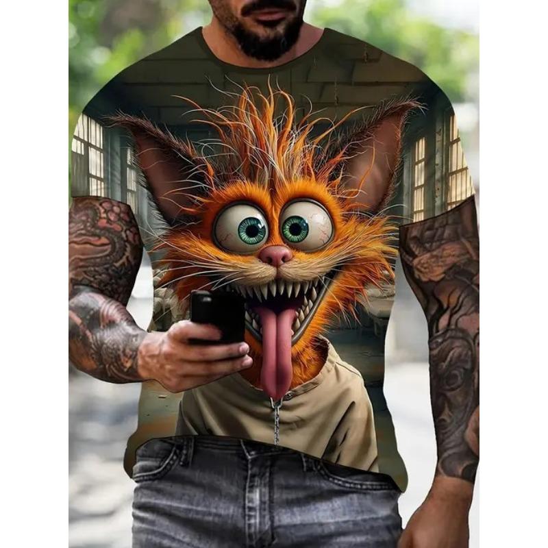 New Casual and Versatile High-quality Men's 3D Fun and Personalized Printed Animal Short Sleeved T-shirt