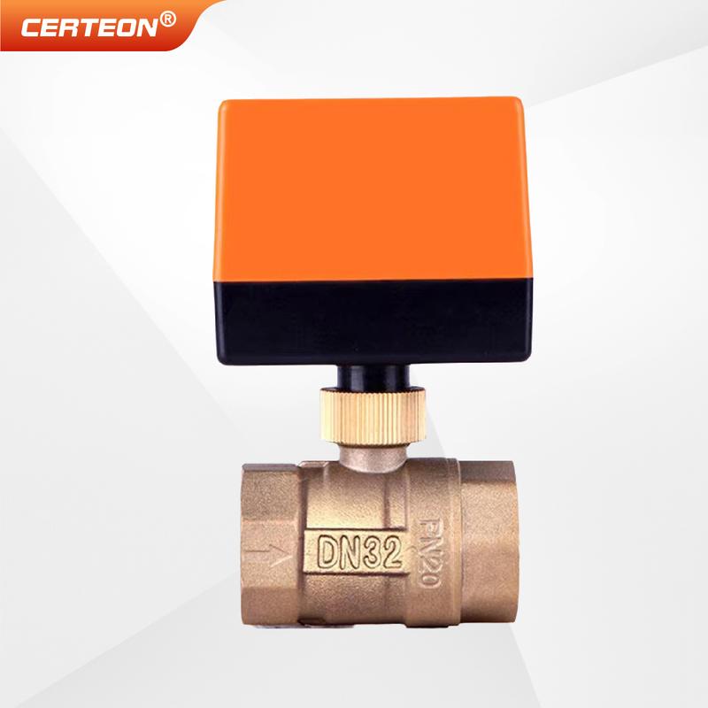 Motorized Brass Ball Valve Electric 2-Way/3-Way DN15-DN20 12V 24V 220V HVAC Fan Coil Solar PTFE IP65 Actuator