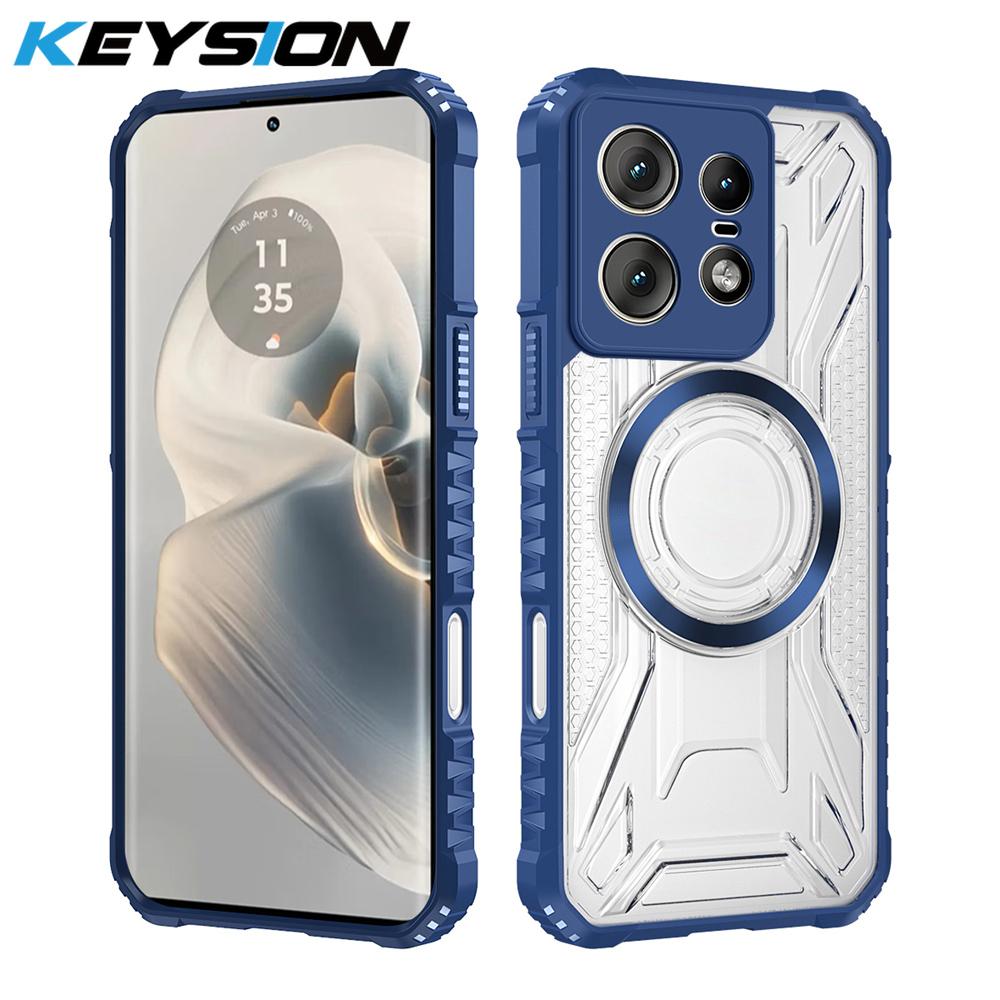 KEYSION Прозрачный магнитный чехол для Motorola Edge 50 Pro 5G Мягкий силикон+ПК Противоударная задняя крышка для телефона для Edge 50 Pro