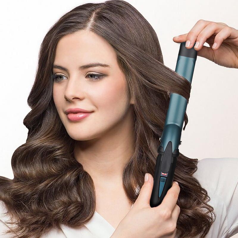 MINOO Electric Portable 19mm/25mm/32mm Flat Pipe Curling Iron Clip 100% Tourmaline Ceramic PTC 60s Fast Heat LED 150/210