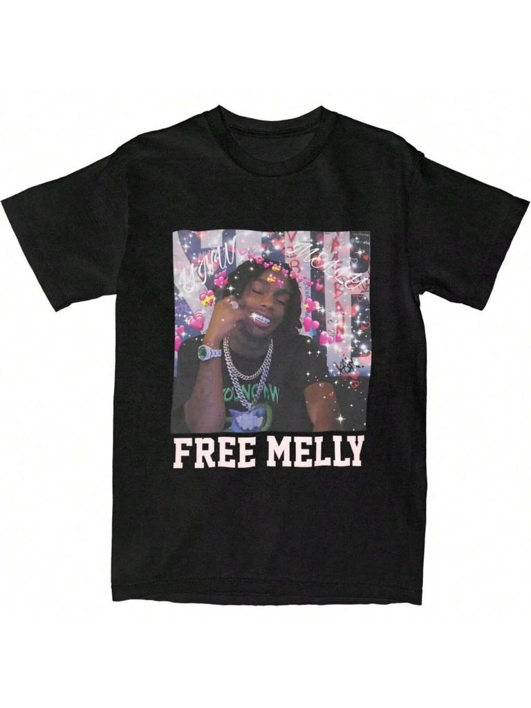 Ynw Music Melly Outfit Unisex T Shirts Cotton Tee Printed Rock Hip Hop unisex Wounisex Plus Size Casual Short Sleeve Cotton Tee Unisex