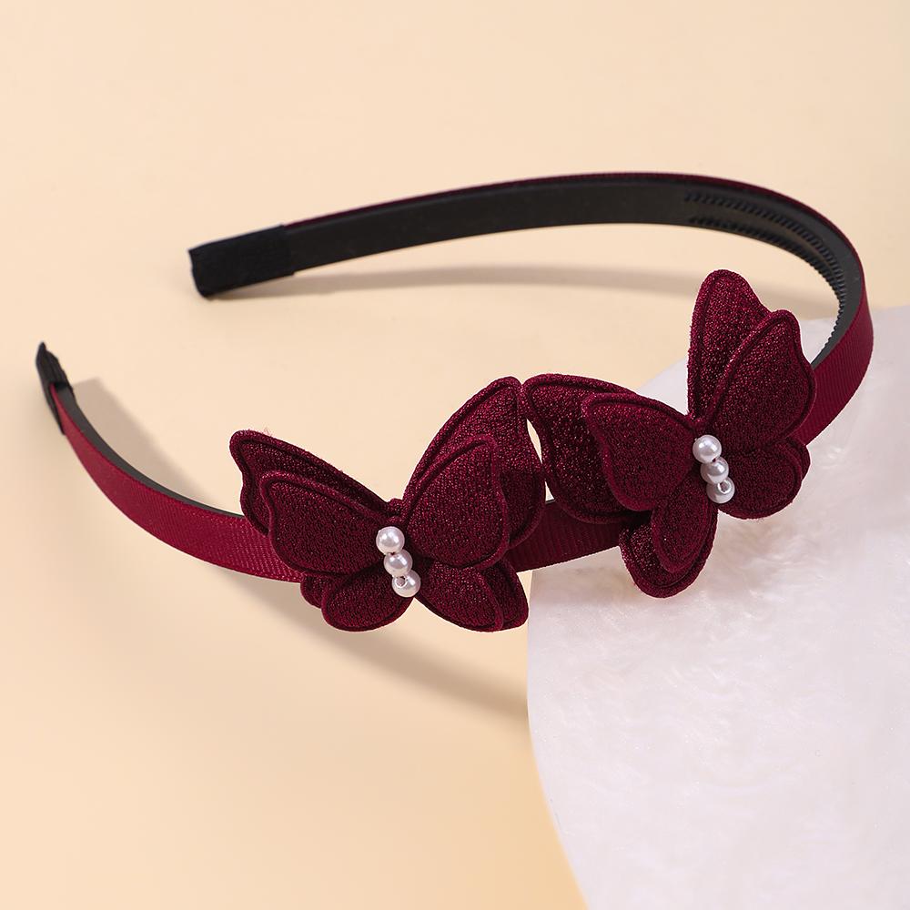 1PC Exquisite Butterfly Hairband Simulated Pearl Children's Hair Hoop Daily Hair Binding Lovely Girl Accessories Gift