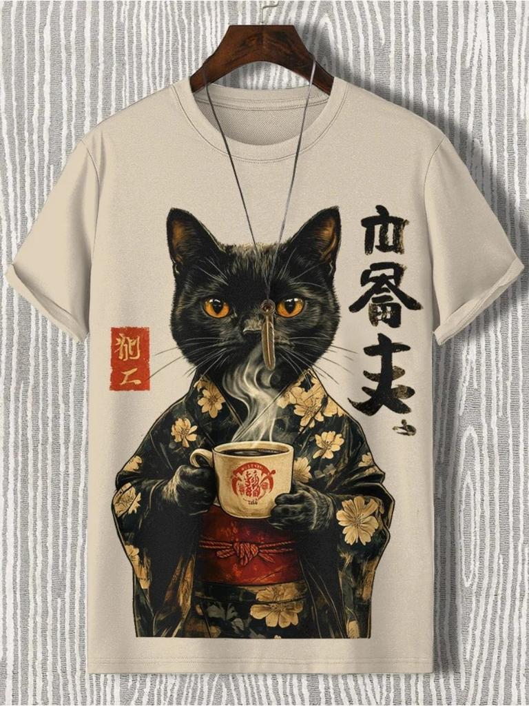 Мужские футболки с забавными животными и 3D-принтом, футболки с короткими рукавами, топы, рубашки с круглым вырезом, летняя повседневная мужская одежда, одежда