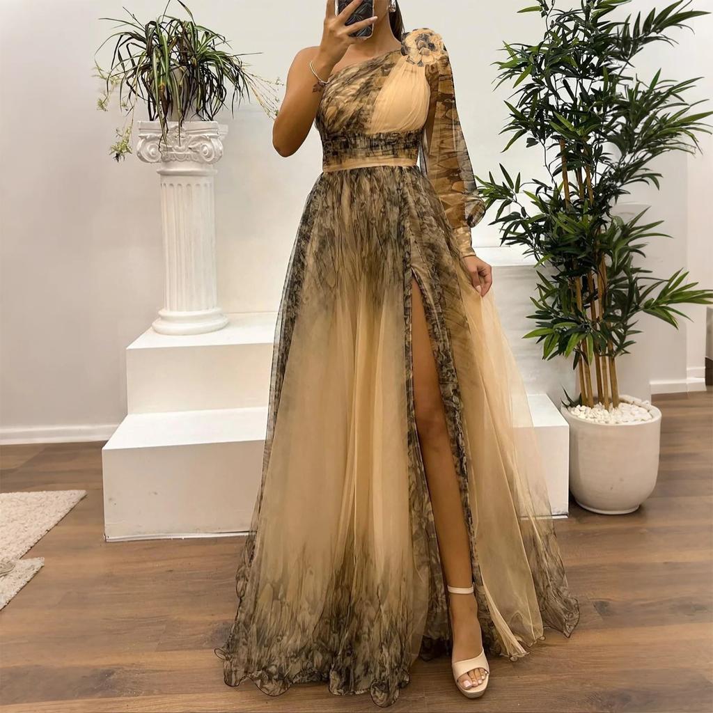 Women's Summer Dress Mesh Printed Suspender Holiday Casual Party Dress