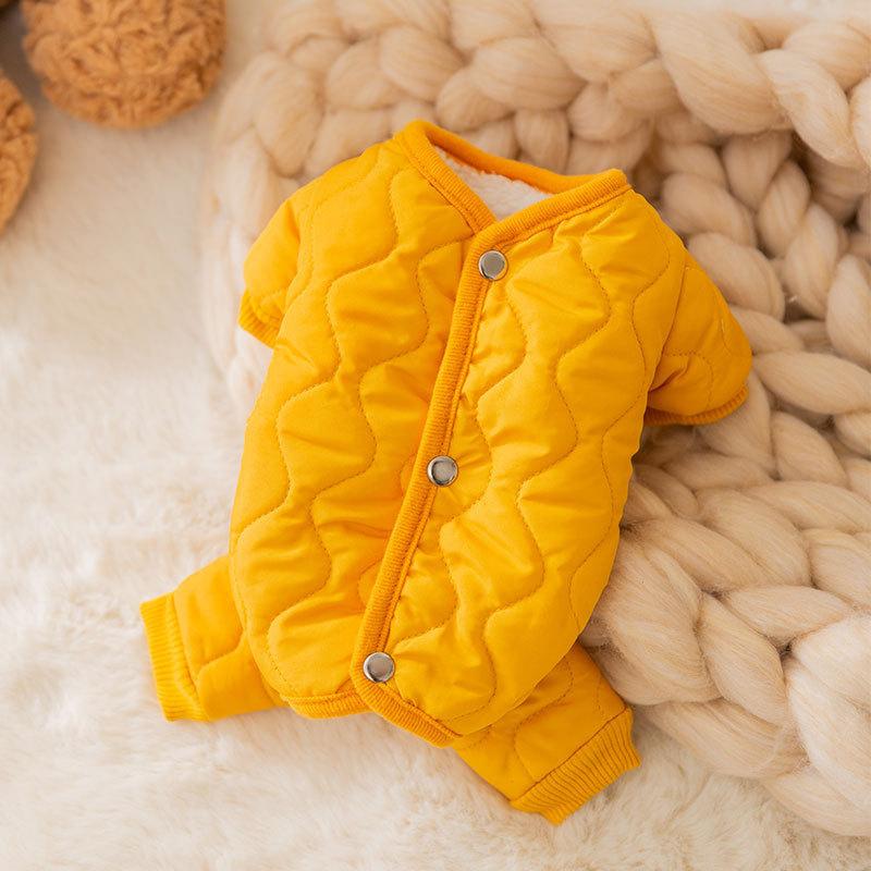 Япония и Южная Корея Простой стиль Осень и зима Собака Утолщенный стеганый хлопковый кардиган Четырехлапое хлопковое пальто с подкладкой для кошек Теплая плюшевая одежда для домашних животных