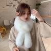 Plush Cross Scarf Faux Rabbit Fur Thickened Soft Scarves Solid Color Winter Cold Resistant Women Neck Warmer Collar Scarf