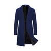 Spring Autumn New Long Cotton Coat New Wool Blend Pure Color Casual Business Fashion Men's Clothing Slim Windbreaker Jacket