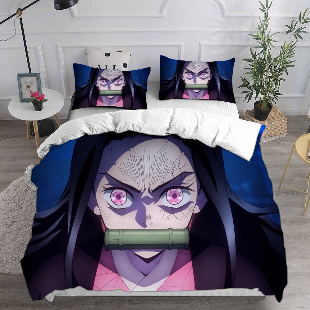 Убийца демонов: Наборы постельного белья Kimetsu No Yaiba Одеяло Покрывало Пододеяльник Наволочка Наборы из 2-3 предметов Детский Взрослый Размер