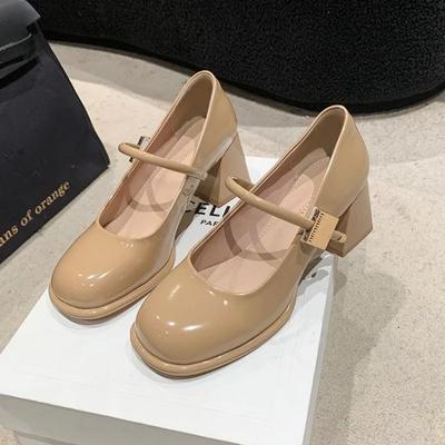 Модные туфли на высоком каблуке для женщин 2024 года, новые корейские туфли с заостренным носком и толстым каблуком, модные туфли Sapatos De Mujer Mary Jane