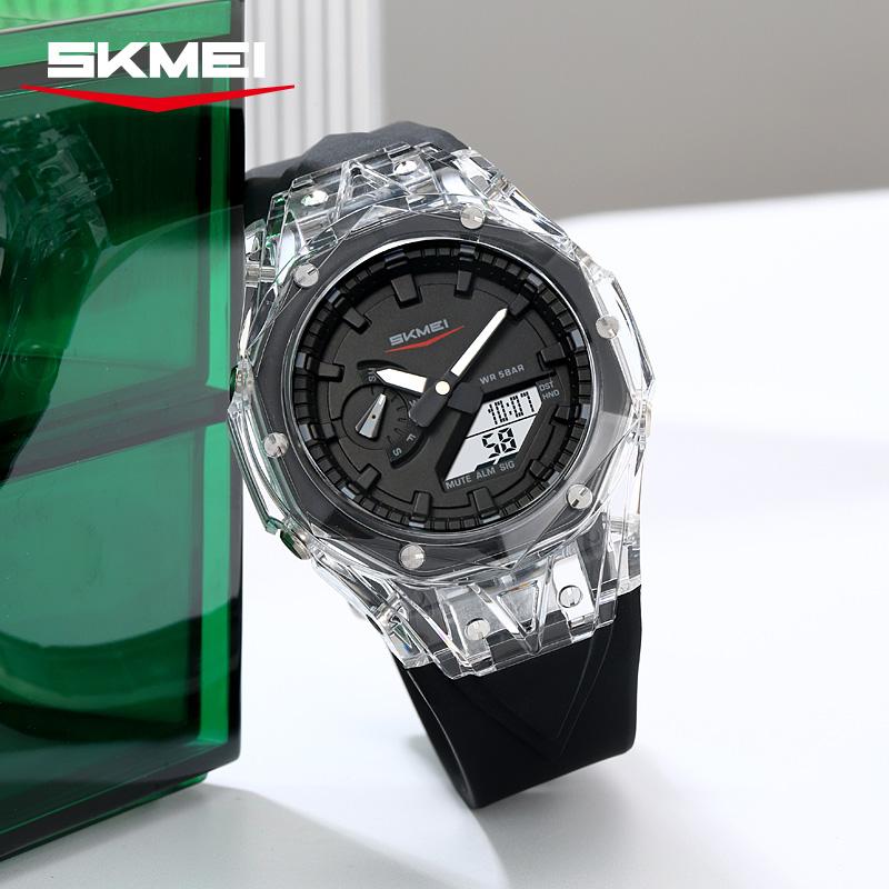 Men's Women Octagon Dial Digital Watch Waterproof Luminous Dial Sport Wristwatch with Alarm Outdoor Student Clock Jelly Color