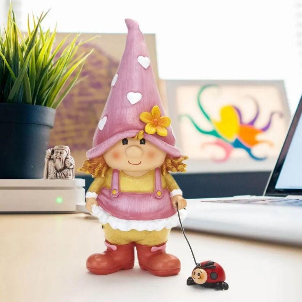 Resin Craft Garden Gnome Figurine Handmade Elf Dwarf Ornaments Cute Dwarf Miniatures Table