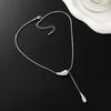 SHIXIN Stainless Steel Waterdroplet Pendant Necklace Women Trendy Wedding Y-shaped Neck Chain Party Waterproof Jewelry Accessory