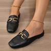 Women's 2024 Plus Size Metal Buckle Closed-Toe Fashion Half Slippers
