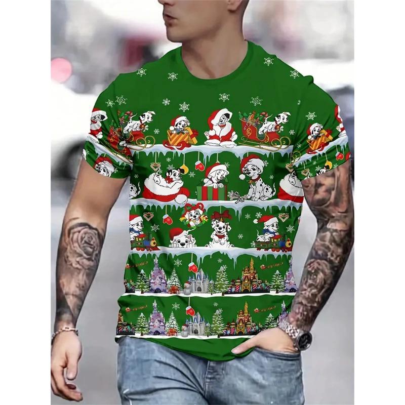 Рождественская мужская футболка с 3D-принтом, повседневные футболки с коротким рукавом, уличная мода, свитер с круглым вырезом, мужская свободная футболка