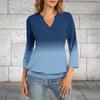 Женский топ с рукавом 3/4, вырез V, летний повседневный, рубашка с градиентным принтом