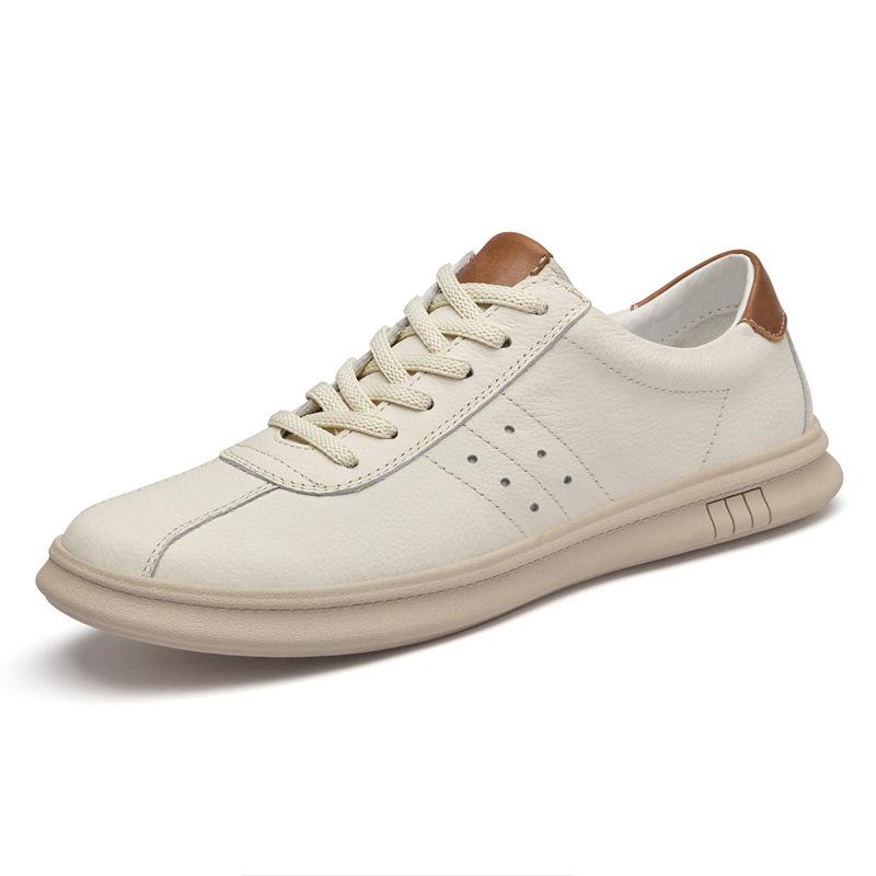 Rubber Soft-soled Men's Shoes First-layer Cowhide Leather Board Shoes Low-top High-value Trendy Shoes Men's Versatile Men's Casual