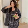 Autumn new product pure cotton Korean version comfortable square collar south French holiday series long sleeve trousers homewear women's rue
