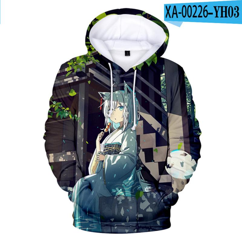 Толстовки Kawaii Shirakami Fubuki для девочек и мальчиков, детские толстовки с героями мультфильмов Shirakami Fubuki, одежда для мужчин и женщин, толстовки для косплея в стиле аниме