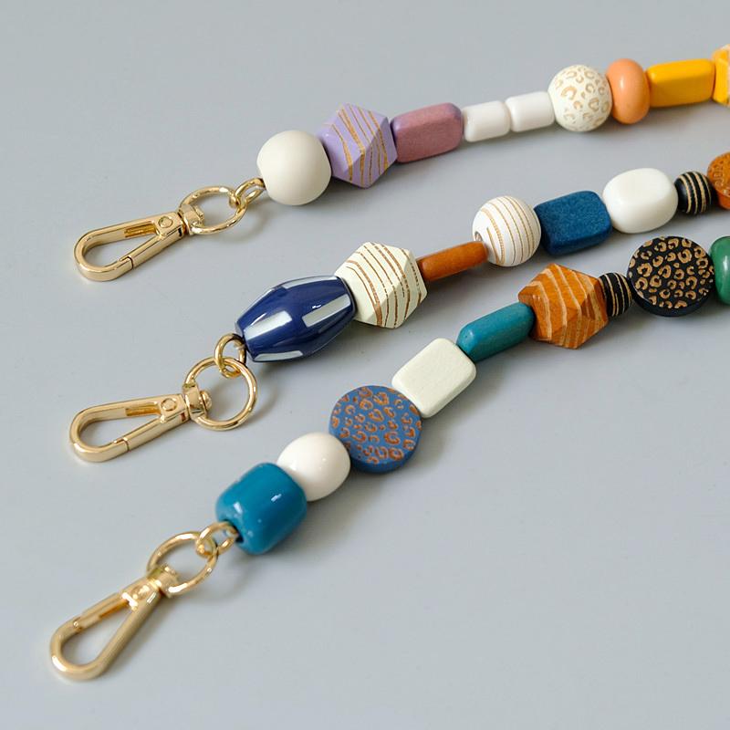 Новая женская сумка, аксессуар, красочные деревянные смоляные бусины, браслет ручной работы, чехол для телефона, ремешок, женская сменная сумка, ручка-цепочка