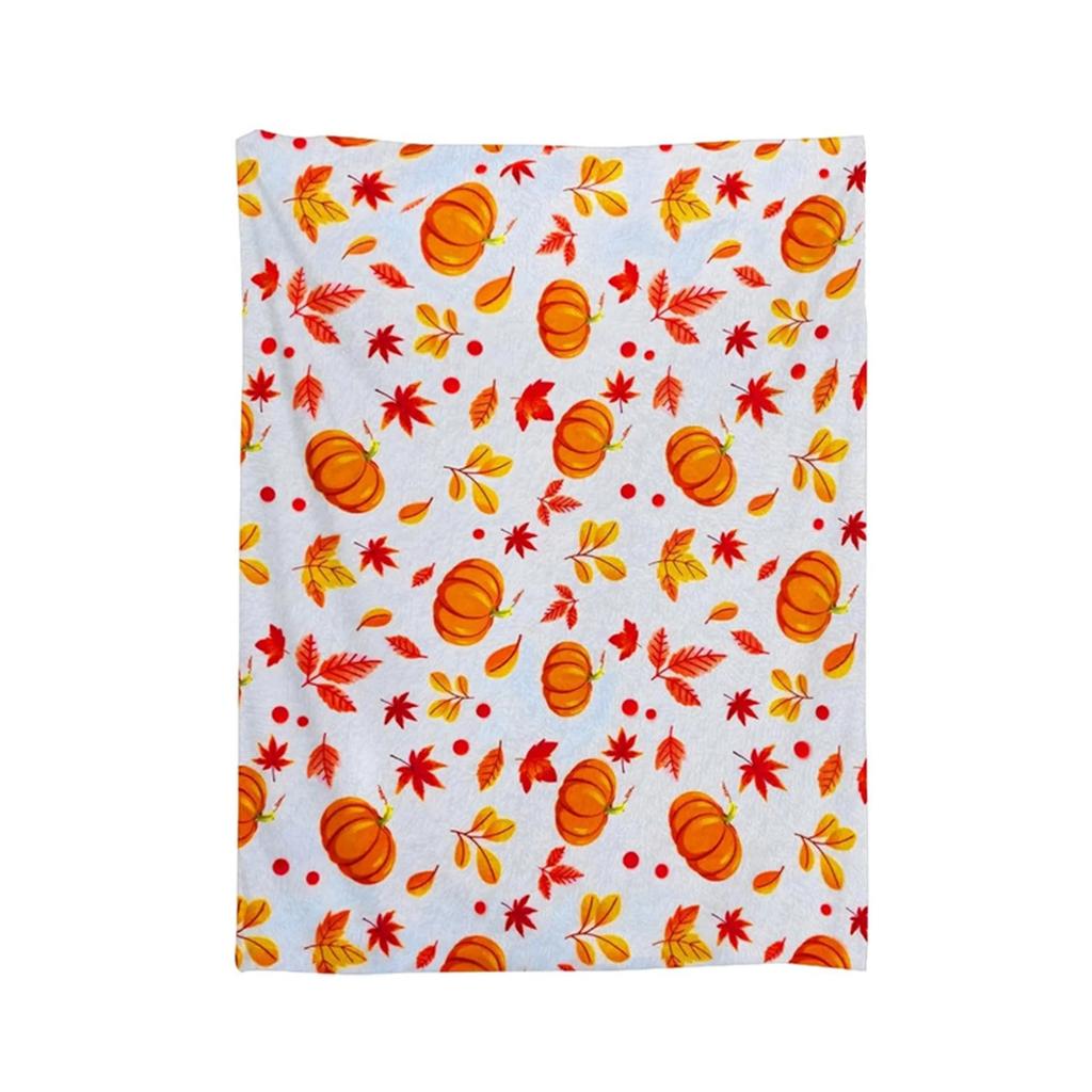 Halloween Pumpkin Maple Leaf Printed Flannel Blanket
