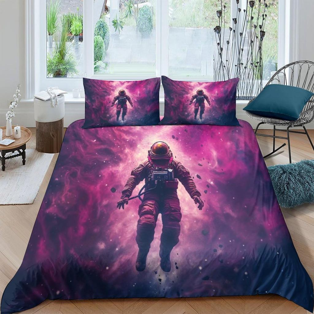 Astronaut Duvet Cover Sets Queen Twin Size Astronaut Bedding Sets For Kids Boys Girls 3 Pieces 1 Comforter Cover 2 Pillowcases