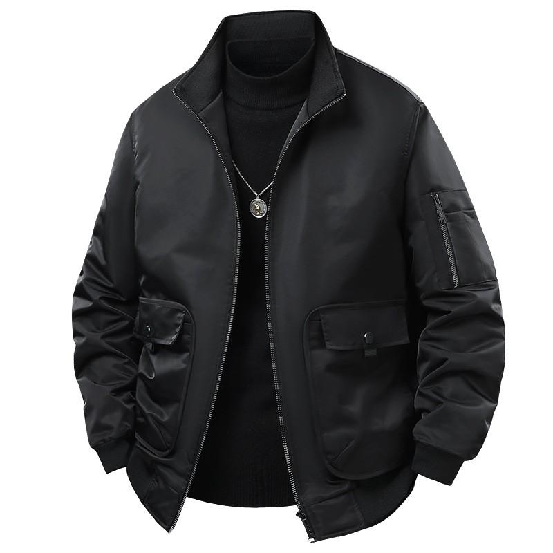 Mens Padded Cotton Jacket Stand Collar Nylon Casual Plus Size Winter Coat