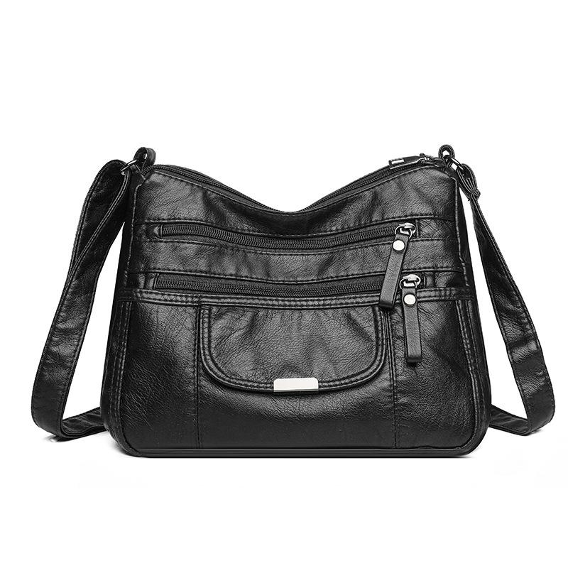 Crossbody Bag Fashionable and Simple Soft Leather Washed Retro Single-shoulder Backpack