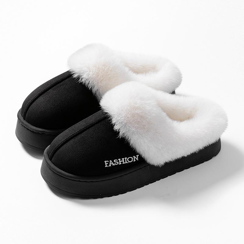Autumn and Winter Warm Cotton Slippers for Women, Suitable for Indoor and Home Use, with Anti Slip and Anti Odor Properties, Warmth Plush Cotton Shoes