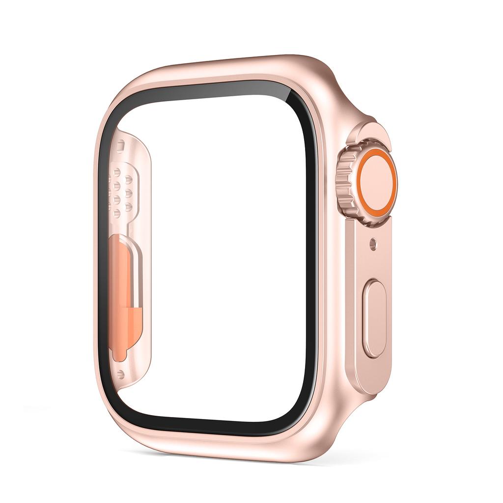 PC Firm Cover for Apple Watch Case 45mm 41mm 44mm 40mm Glass Appearance Upgrade 49mm Turning into iWatch 8 7 SE 3 6 5 4 ultra