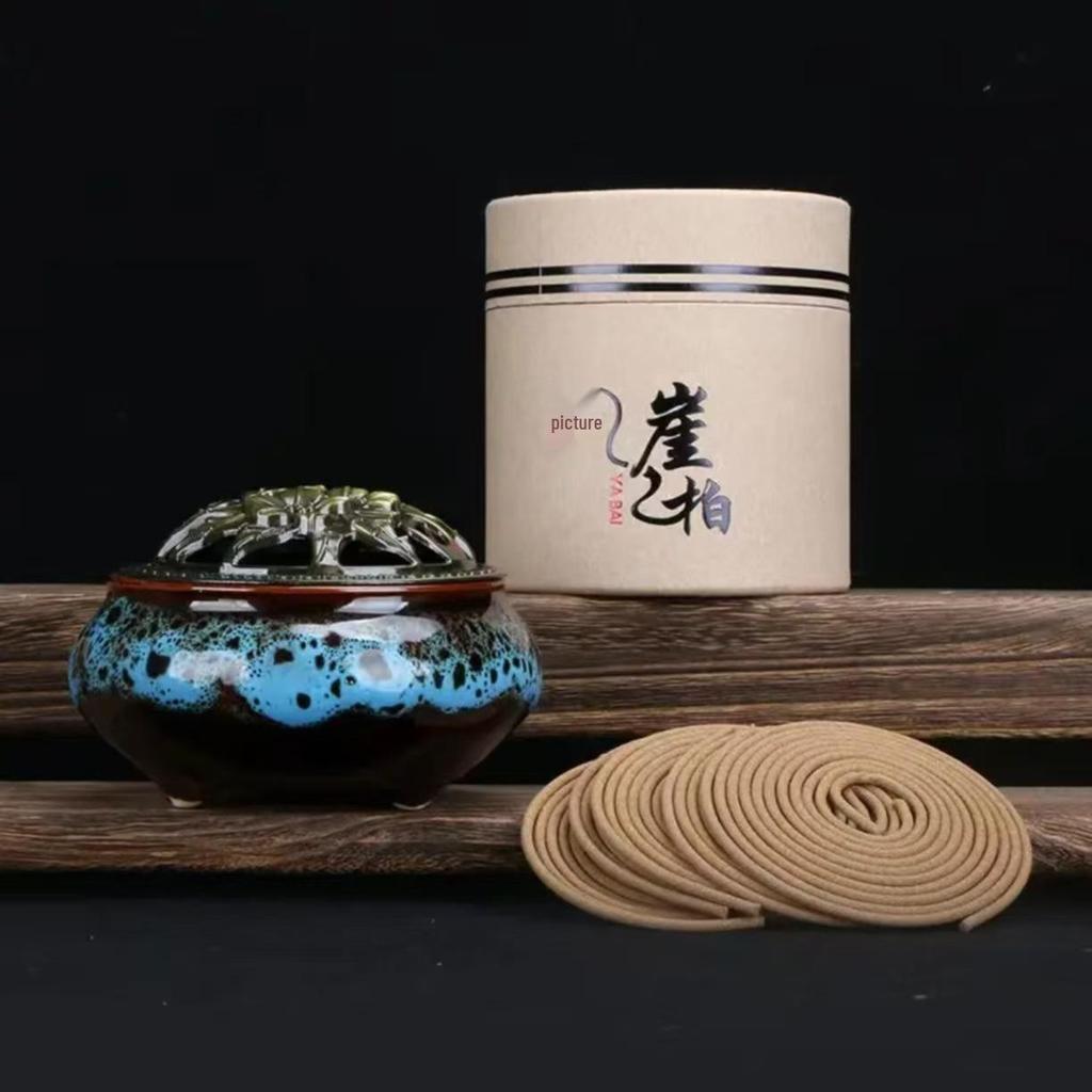 Natural Agarwood & Sandalwood 48-Coil Incense for Bedroom Air Purification with Mugwort in Home Use Paper Box