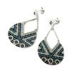 [N7691] - Silver Turquoise 'Navajos' Silver Earrings (rhodium-plated) - 40x30 Mm