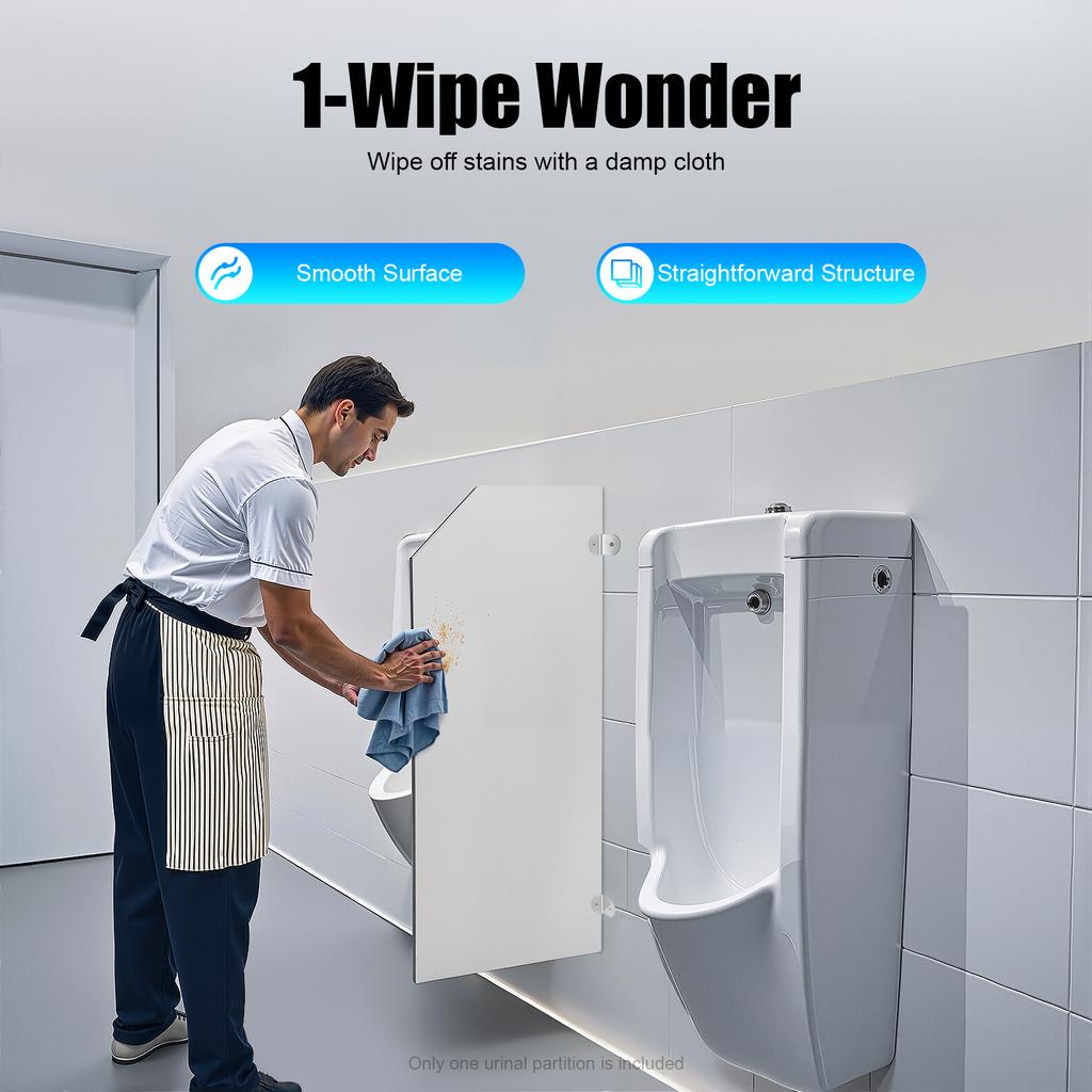 Urinal Partition Screen, 40x90cm Phenolic Laminate Board, Waterproof Fire-Resistant, with 304 Stainless Steel Brackets