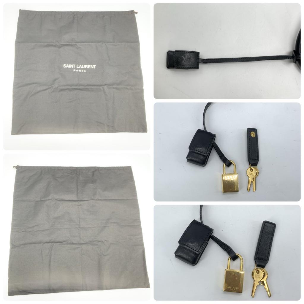 SAINT LAURENT PARIS YSL 2way Sac de Jour Shoulder Bag Tote Handbag Leather Black