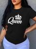 Женская футболка с принтом Queen Fashion, повседневный топ с коротким рукавом на весну и лето, женская одежда, повседневные базовые модели, О-образный воротник