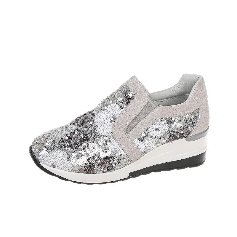 Большие ярды в высоких одинарных туфлях женские дышащие кружевные бисерные пайетки стремена повседневные женские туфли модные женские летние дышащие туфли