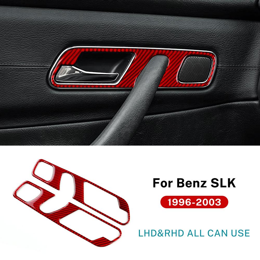 Real Soft Carbon Fiber Trim Sticker For Mercedes Benz SLK R170 1996 1997 1998 1999 2000 2001 2002 2003 Inner Door Handle frame
