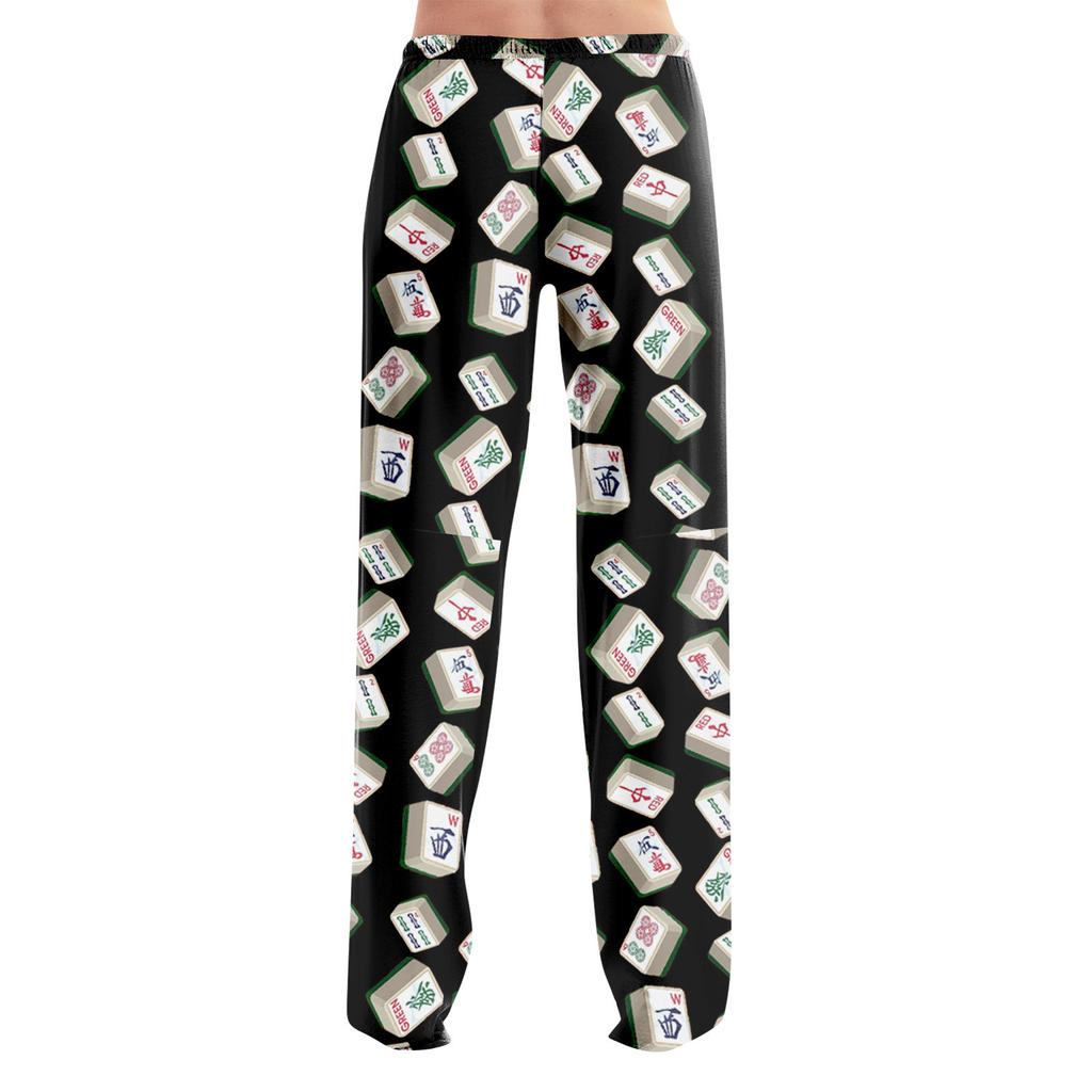 Adult Pajama Pants Sleepwear Casual Drawstring Elastic Waist Pants Comfortable Straight Yoga Loose Trousers