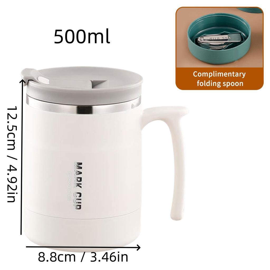 Thermal Cup 304 Stainless Steel Double-layer Insulated Coffee Mug With Spoon Portable Leak Proof Wter Cup For Student Adult