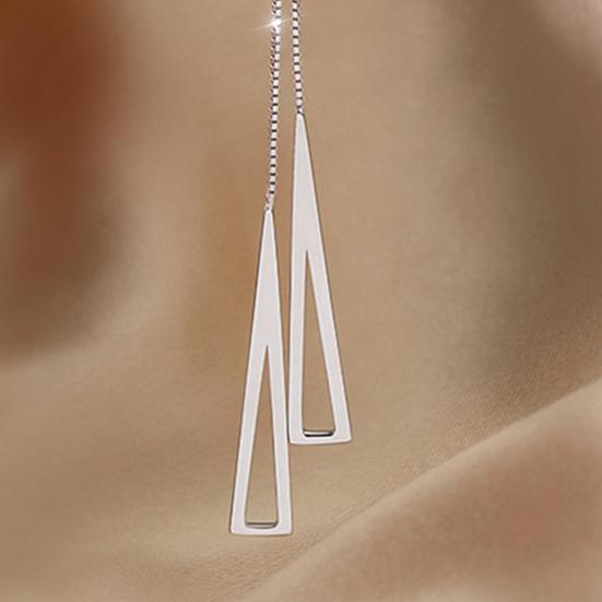 Женское ожерелье серебряного цвета, двойные подвески, индивидуальная треугольная форма, полый кулон для выпускного вечера, женский