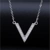 New Personality Simple Letter V Female Exquisite Full Diamond 925 Sterling Silver Jewelry Clavicle Chain Necklaces XL079