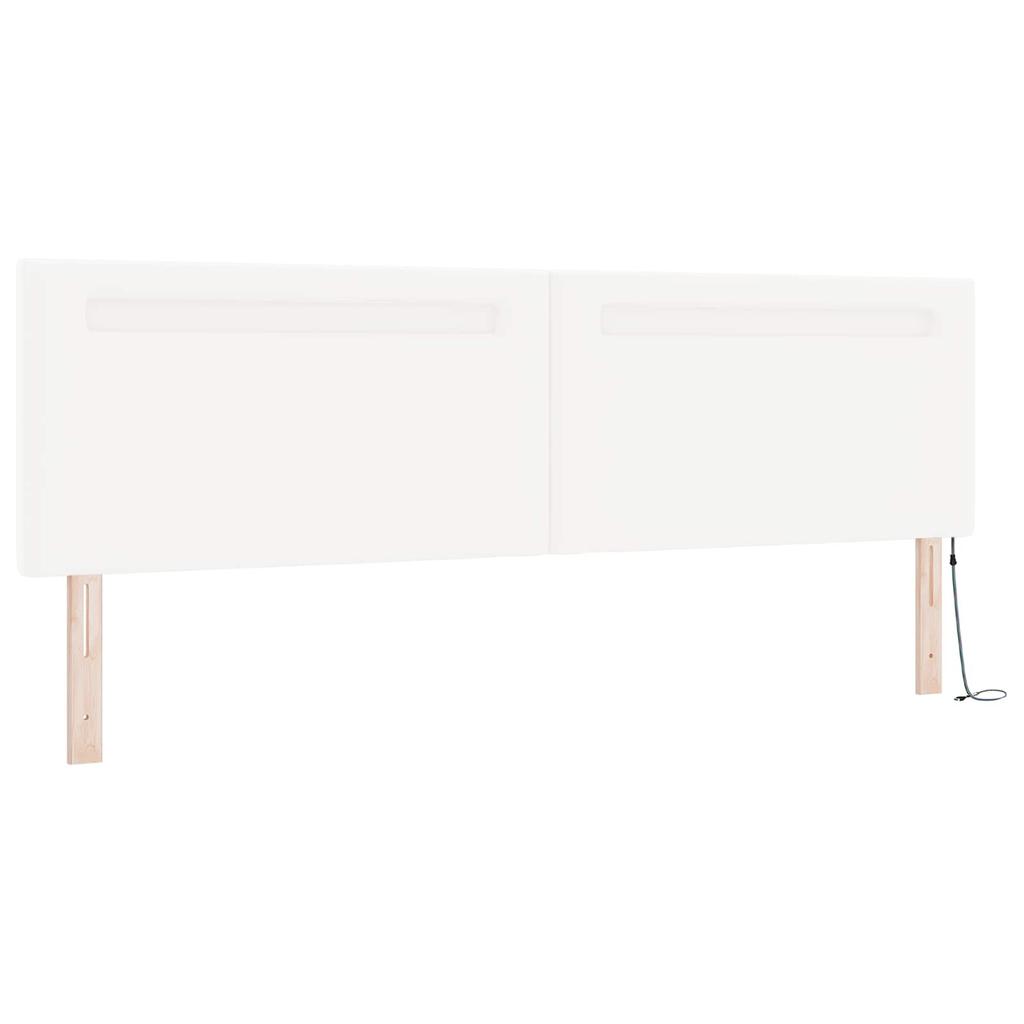 Box Spring Bed with Mattress and LED White 200 x 200 cm Faux Leather