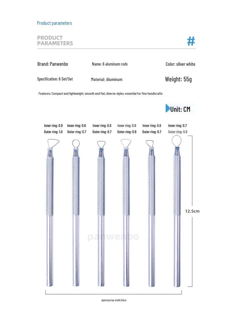 6-Piece Ceramic and Aluminum Clay Sculpture Tool Set: Trimming Rod, Modeling Knife, and Fine Carving Scraper