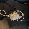 Compact White Pearl Children Accessory Crossbody Bag With Chain Space Coin Purse