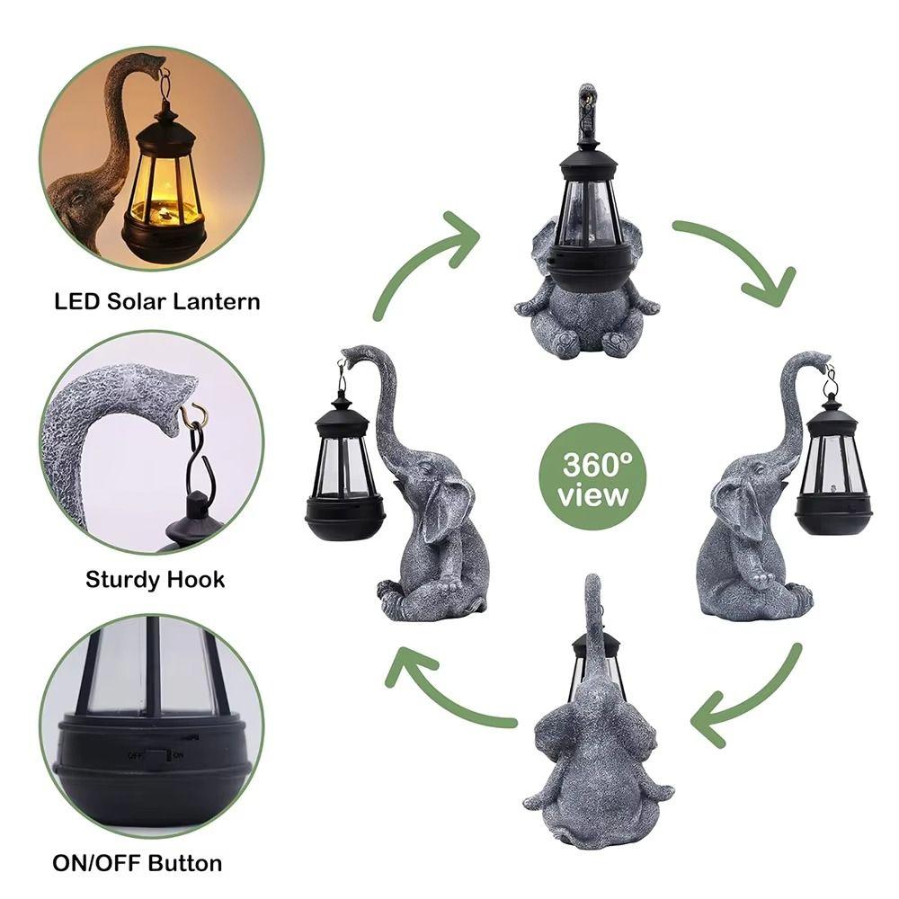 Смола Солнечный Слон Фигурка Поделки Садовые Статуи Слонов для Ландшафтного Дизайна