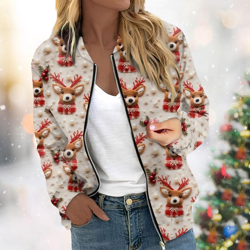 Women's Jacket Long Sleeve Lightweight Zipper Cropped Floral Printed Outerwear Casual Quilted Jacket With Pockets