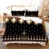 Ethiopian Eritrean Black Boho Paisley Polyester 3pcs Bedding Sets Single Double Bed Duvet Cover Set And 2pcs Pillow Cover