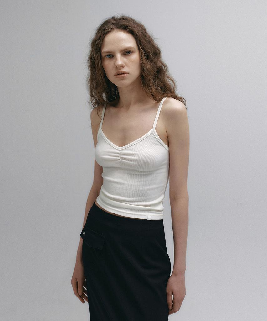 NEEV Wave Shirring V-Neck Sleeveless (Ivory)