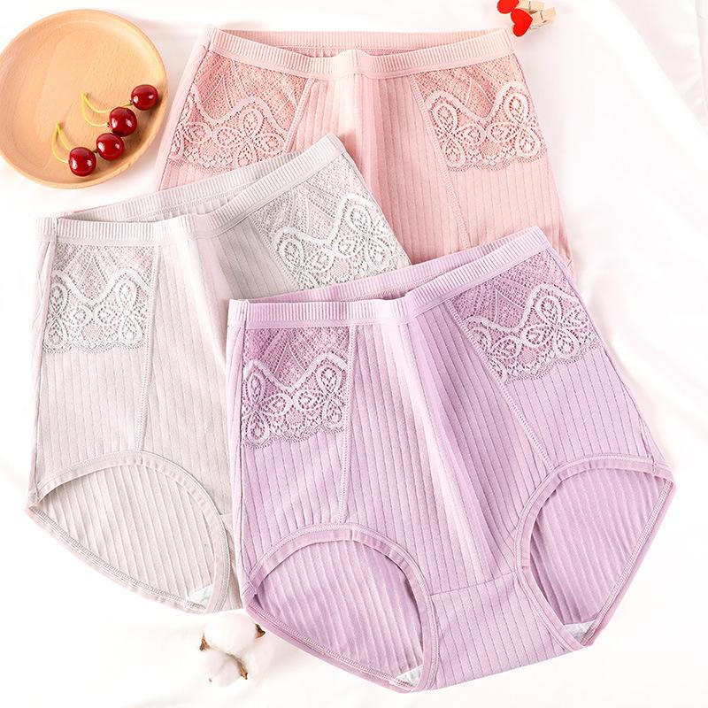 Women Panties High Waist Solid Color Soft Breathable Plus Size Lady Underpants Briefs Underwear