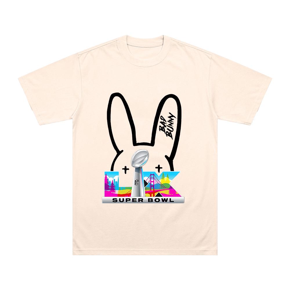 Bad Bunny Super Bowl Logo Unisex T-Shirt Women Men Fashion Short Sleeve Y2k Clothes Cotton Graphic High Quality Tees  couple matching outfits vacation