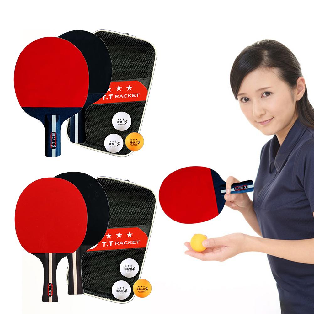 Table Tennis Racket 2 Rackets & 3 Balls Table Tennis Paddles Professional Ping Pong Paddles Set with Bag for Advanced Training